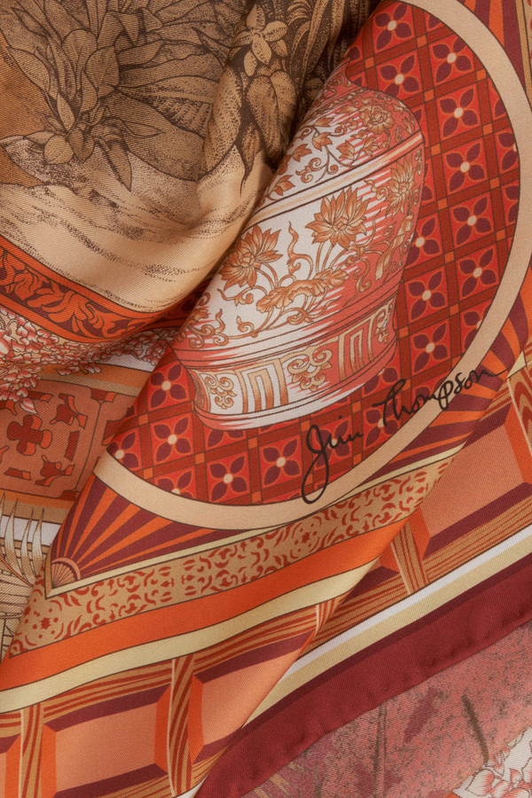 House on the Klong Red Silk Scarf