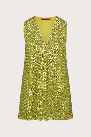 Fountain Sequin Beaded Dress - Metallic Pear