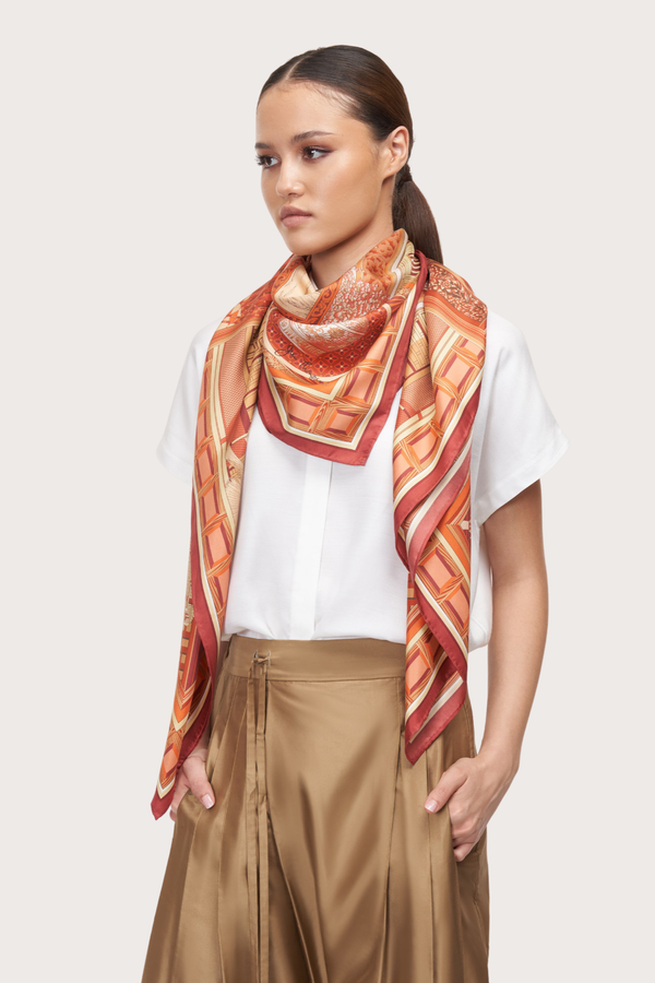 House on the Klong Red Silk Scarf
