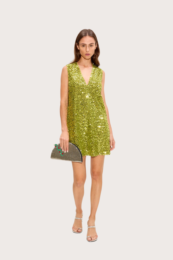 Fountain Sequin Beaded Dress - Metallic Pear