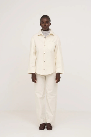 Agenda Cream Fitted Denim Over Shirt