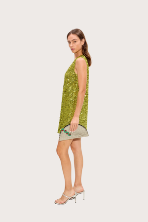 Fountain Sequin Beaded Dress - Metallic Pear