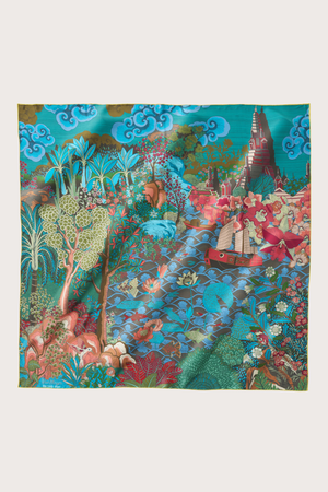 Siam Iconic River Green Giant Silk Scarf