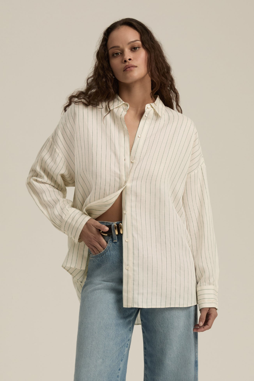 The Ex-Boyfriend Shirt in Emerald Stripe