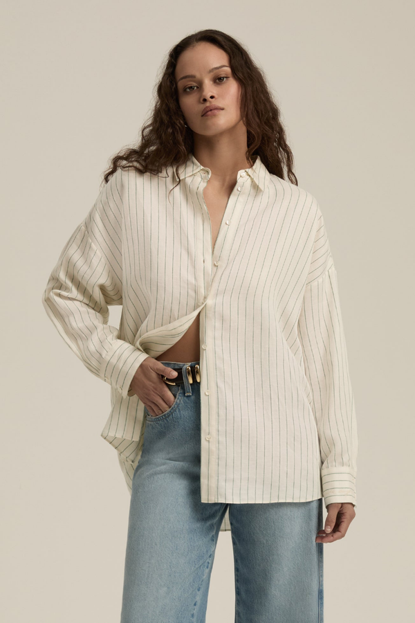 The Ex-Boyfriend Shirt in Emerald Stripe