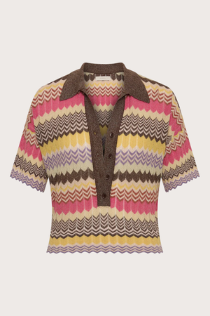 Raya Polo Top in Perla Stripe