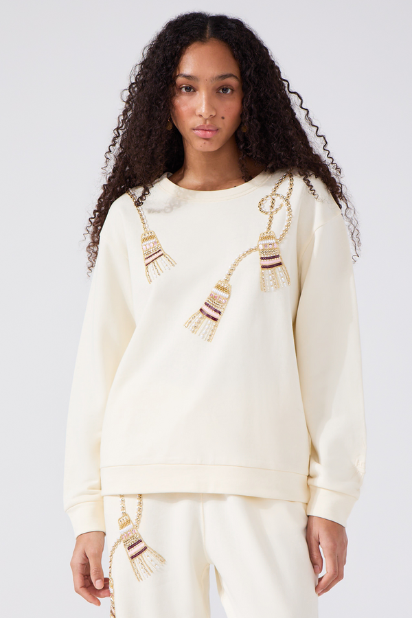 Tassel Beaded Sweatshirt
