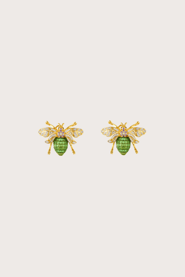 Ziki Bee Emerald Stud Earrings