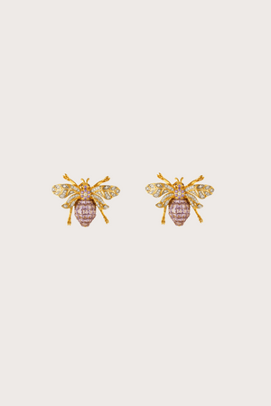 Ziki Bee Amethyst Stud Earrings