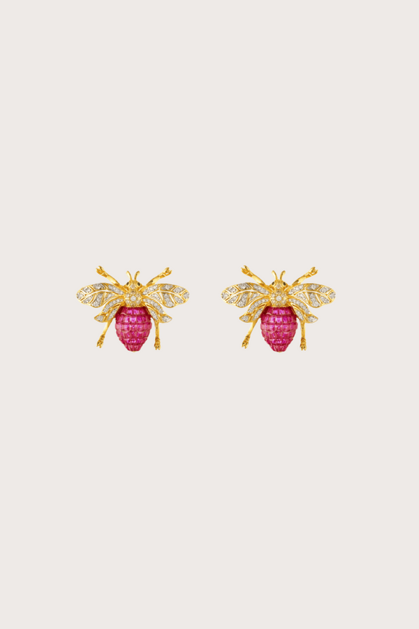 Ziki Bee Ruby Stud Earrings