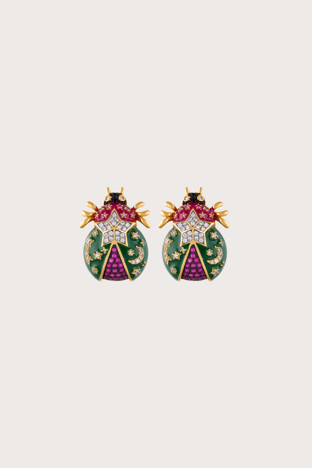 Thea Stud Green Granate Earrings