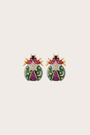 Thea Stud Green Granate Earrings