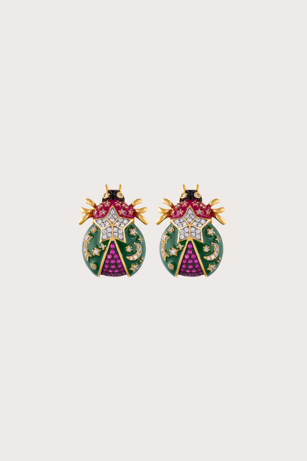 Thea Stud Green Granate Earrings