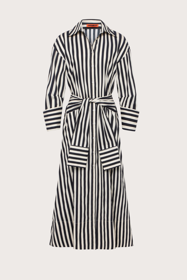 Inna Poplin Maxi Dress in Black & White