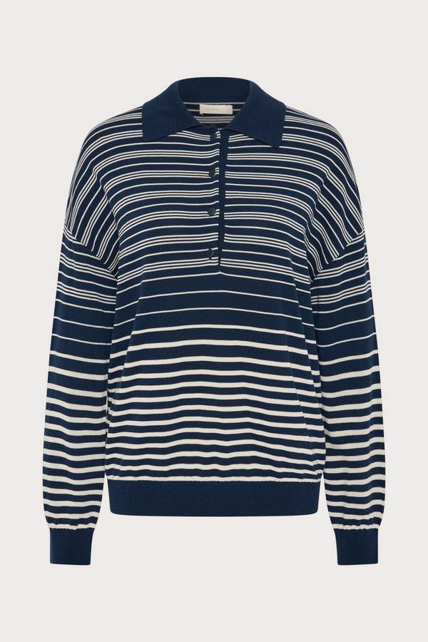 Harlow Ovesized Polo-Navy Cream