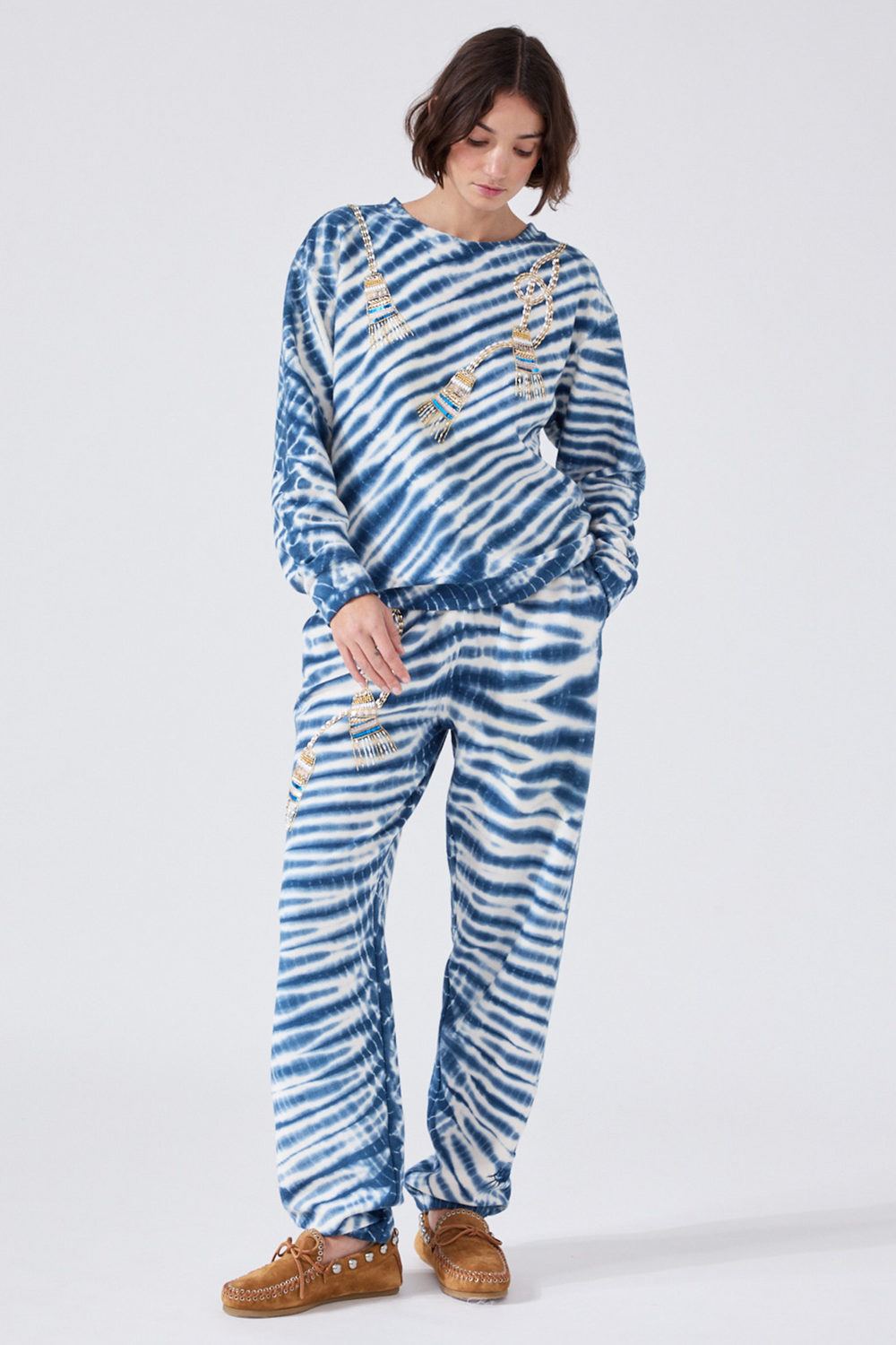 Janis Tassel Beaded Sweatpants