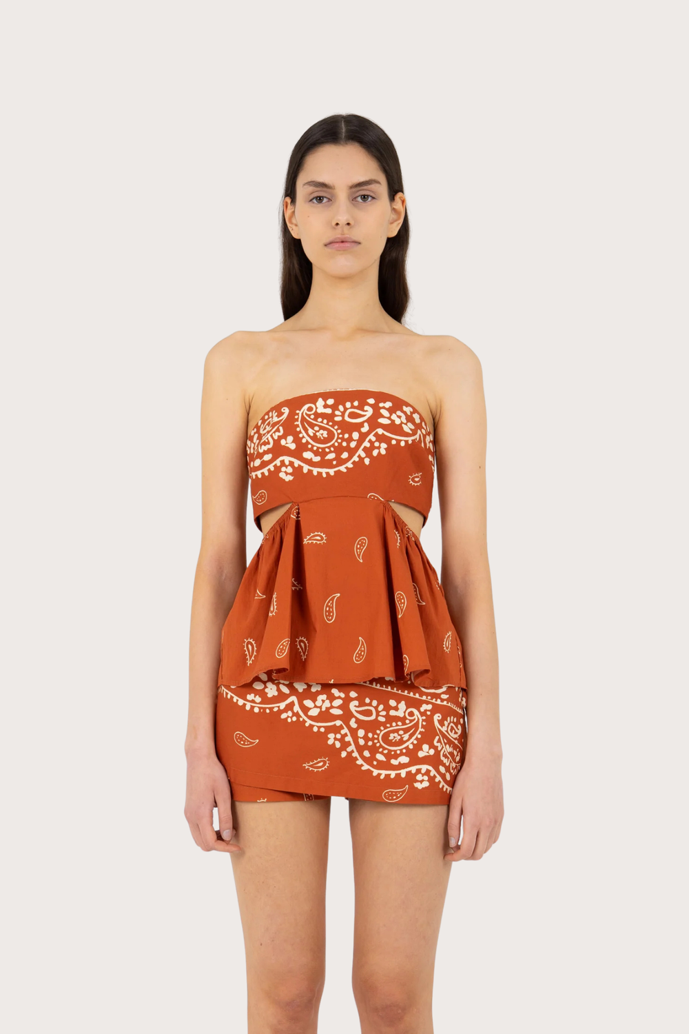 Vision Terracotta Bandana-Style Print Top