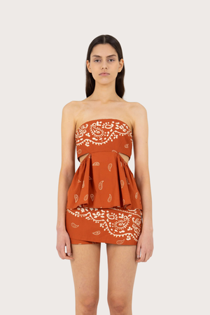 Vision Terracotta Bandana-Style Print Top