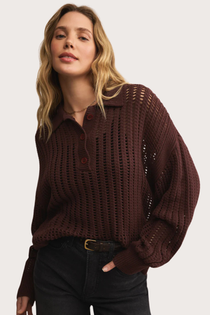 Looking Glass Polo Sweater in Sandalwood