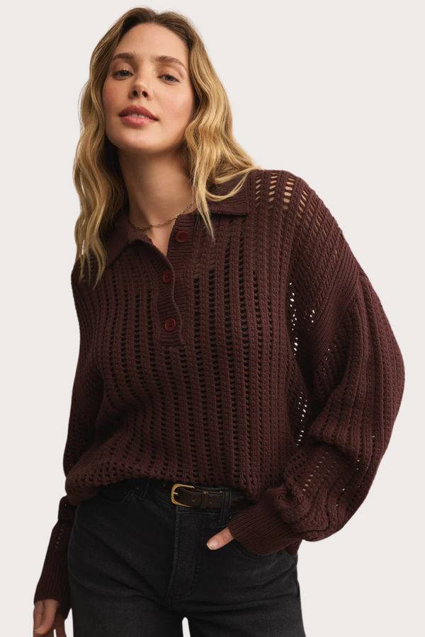 Looking Glass Polo Sweater in Sandalwood