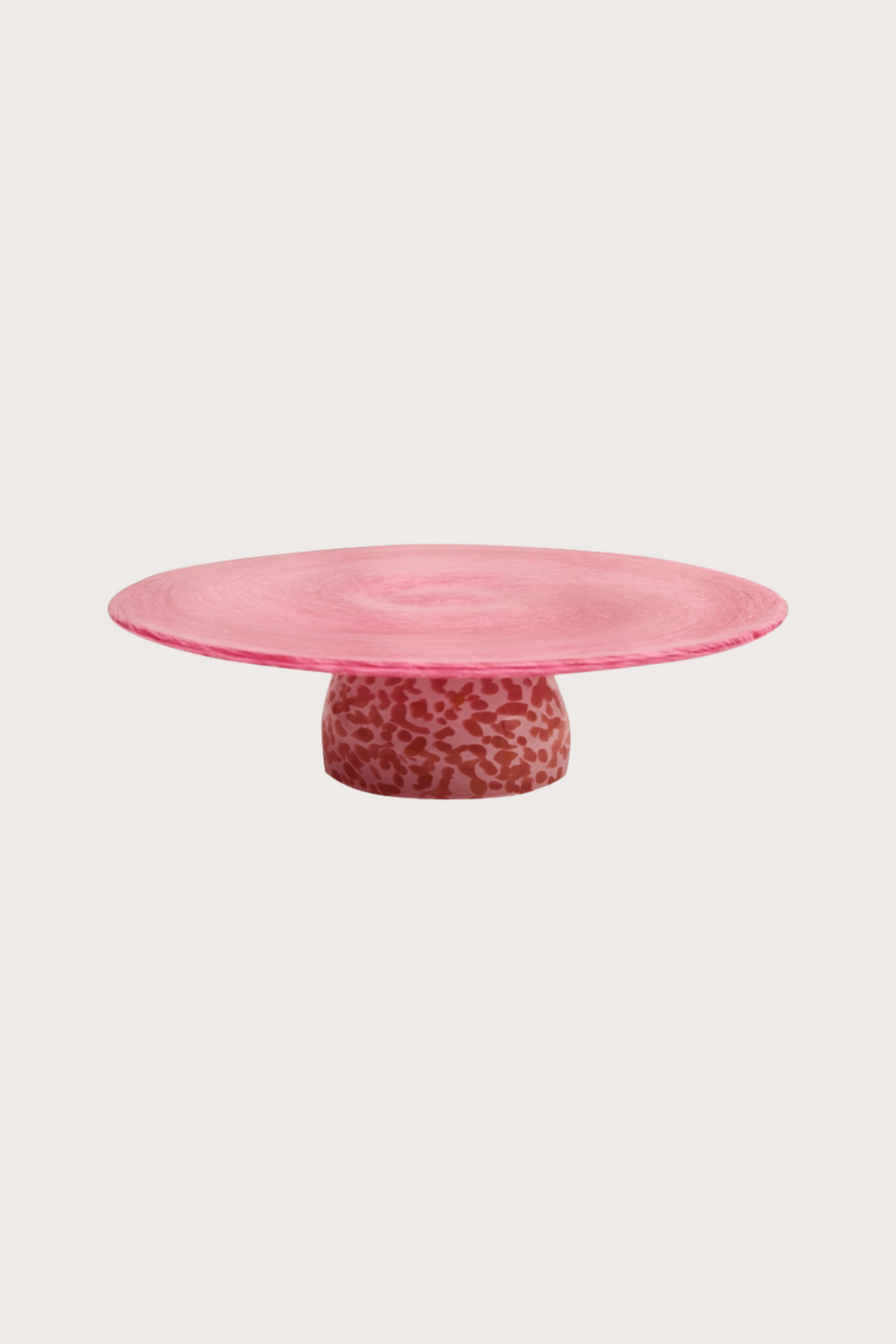 Multi Use Glass Cake Plate & Bowl Pink 2 in 1