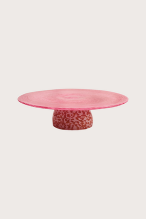 Multi Use Glass Cake Plate & Bowl Pink 2 in 1