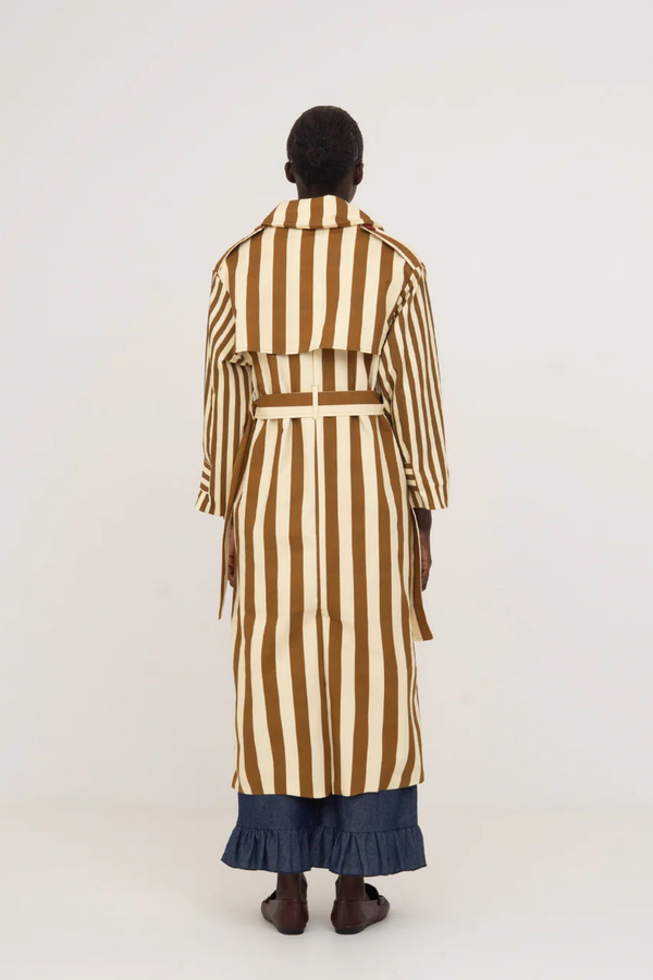 Elevator Striped Oversize Trench Coat