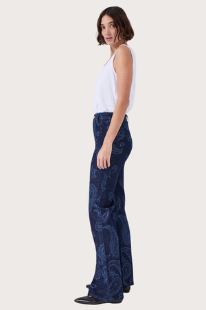 Jimi Indigo Paisley Laser Boyfriend Jeans