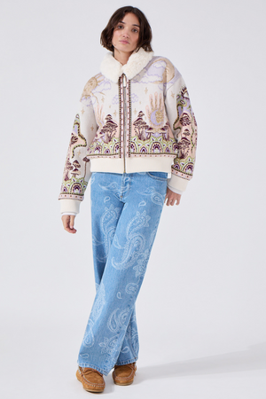 Written in the Stars Jet Jacquard Bomber Cream