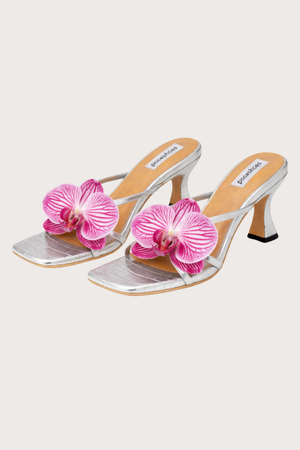 Garden Series Sandals in Coral Silver Croc