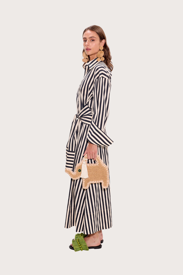 Inna Poplin Maxi Dress in Black & White