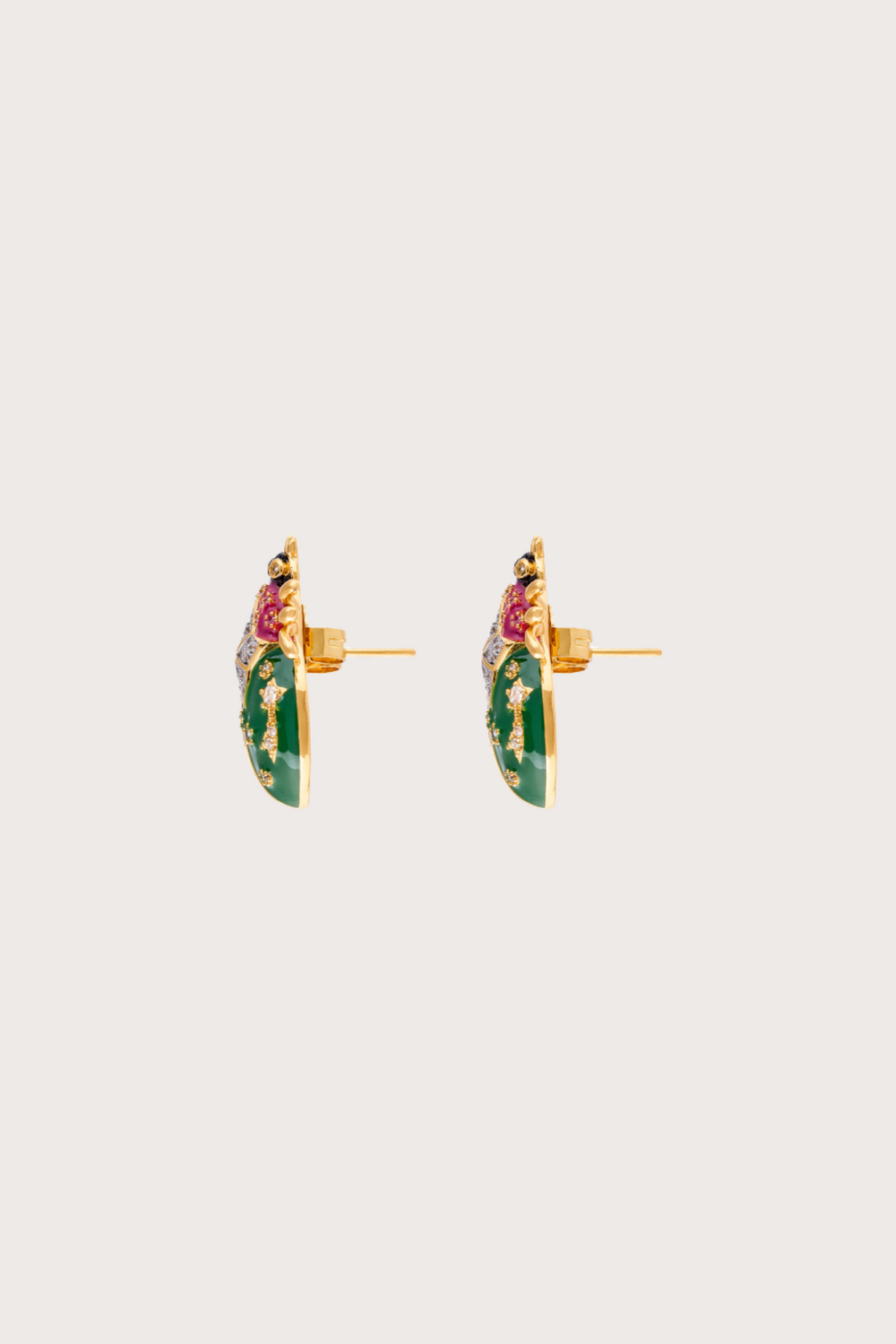 Thea Stud Green Granate Earrings