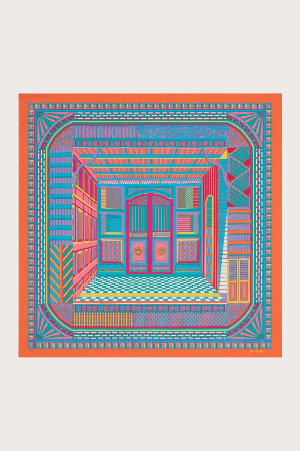 Shape of Jim Thompson House Silk Scarf in Orange