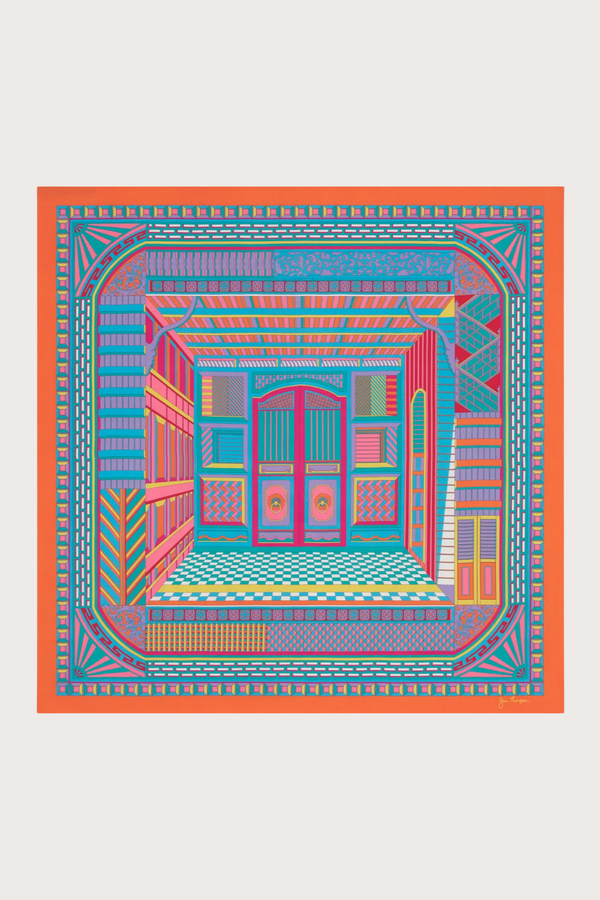 Shape of Jim Thompson House Silk Scarf in Orange