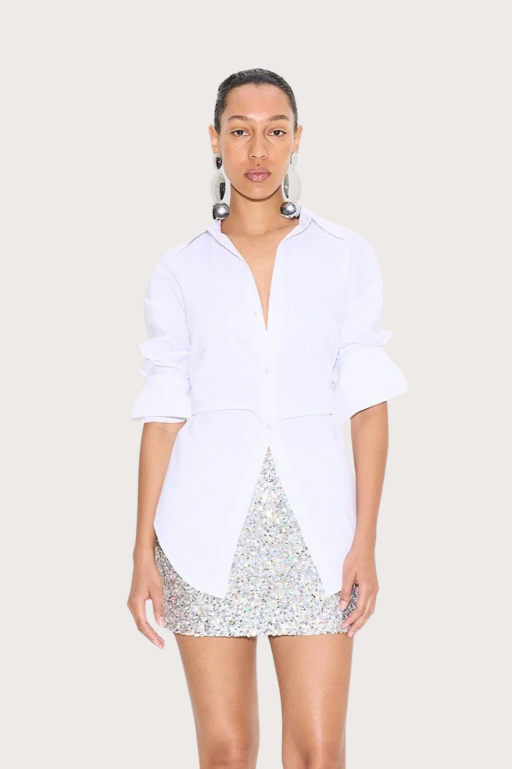 Loch Poplin Button Up in Macadamia