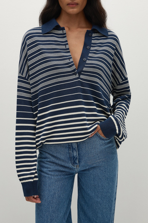 Harlow Ovesized Polo-Navy Cream