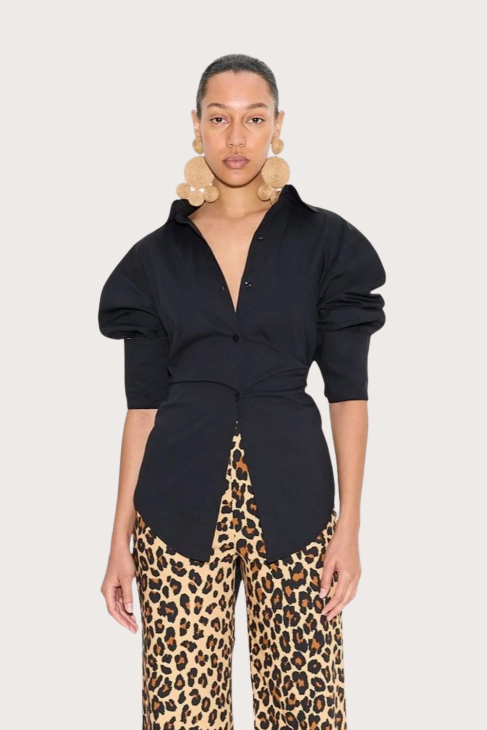 Loch Poplin Button Up in Black