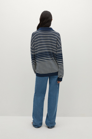 Harlow Ovesized Polo-Navy Cream
