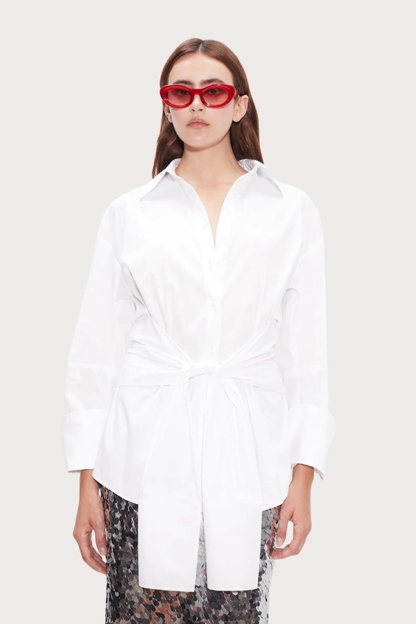 Inna Poplin Top - Macadamia