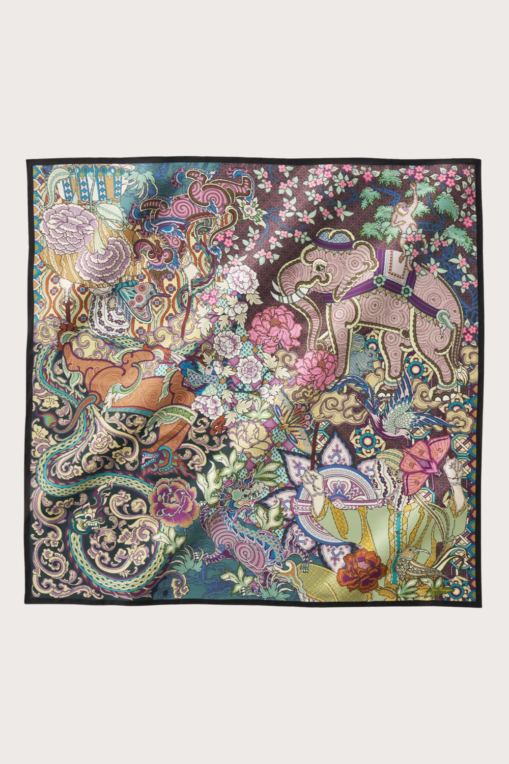 Grand Shadow Play Black Silk Scarf