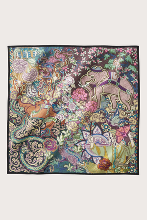 Grand Shadow Play Black Silk Scarf