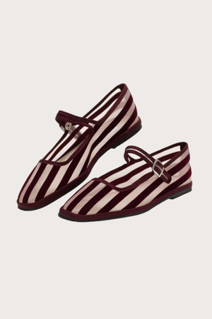 Bambinetta Stripes Burgundy Fishnet & Velvet