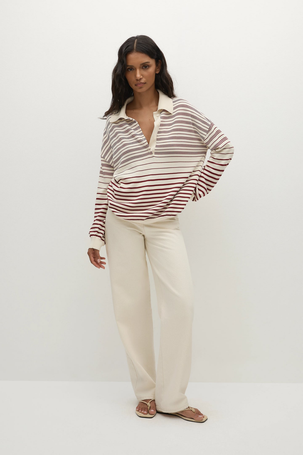 Harlow Oversized Polo - Red Cream