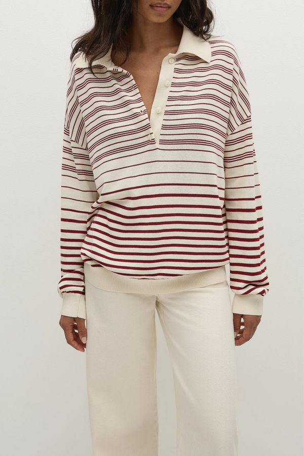 Harlow Oversized Polo - Red Cream