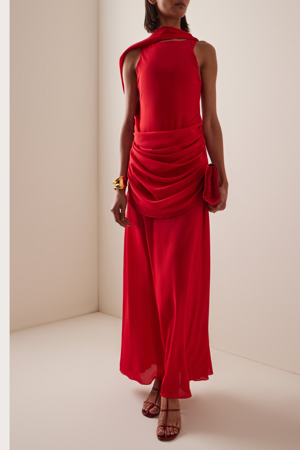 Gigi Chiffon Dress in Red