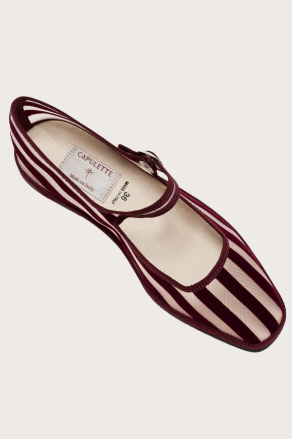 Bambinetta Stripes Burgundy Fishnet & Velvet