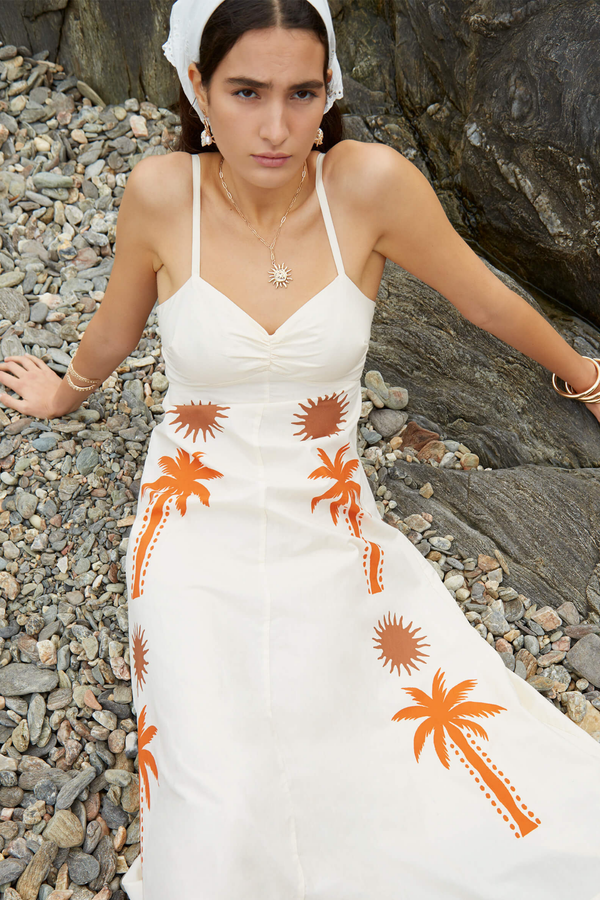 Lux Palm-Printed Dress