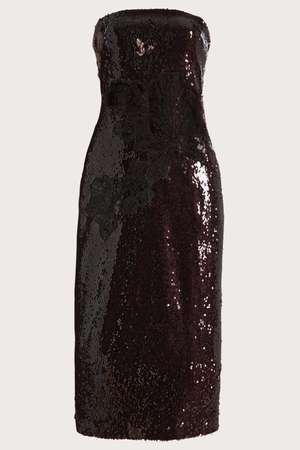 Keenan Sequin Combo Dress in Brown