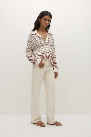 Harlow Oversized Polo - Red Cream