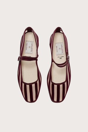 Bambinetta Stripes Burgundy Fishnet & Velvet